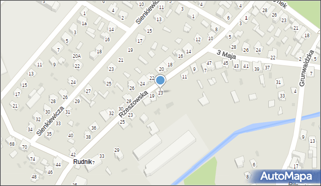 Rudnik nad Sanem, Rzeszowska, 13, mapa Rudnik nad Sanem
