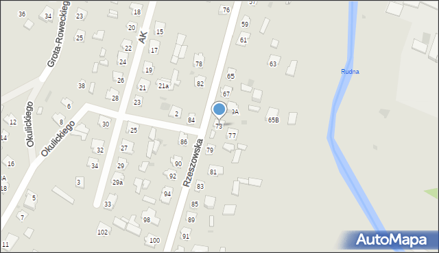 Rudnik nad Sanem, Rzeszowska, 73, mapa Rudnik nad Sanem