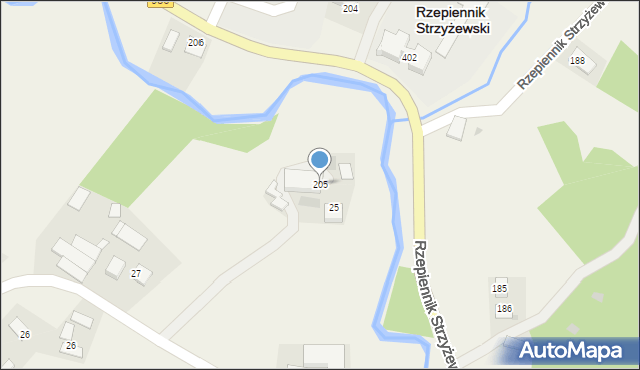 Rzepiennik Strzyżewski, Rzepiennik Strzyżewski, 205, mapa Rzepiennik Strzyżewski