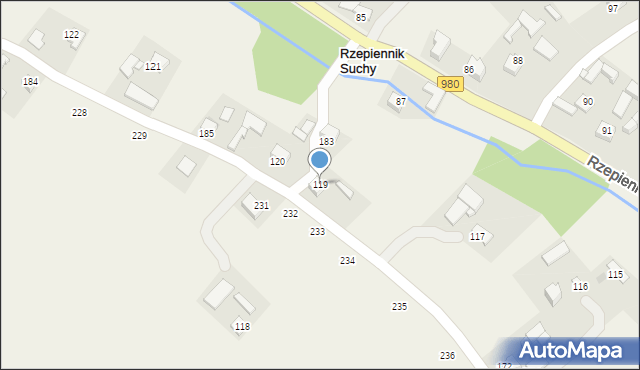 Rzepiennik Suchy, Rzepiennik Suchy, 119, mapa Rzepiennik Suchy