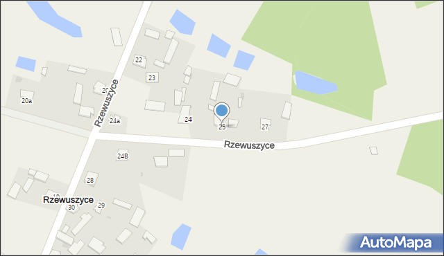 Rzewuszyce, Rzewuszyce, 25, mapa Rzewuszyce