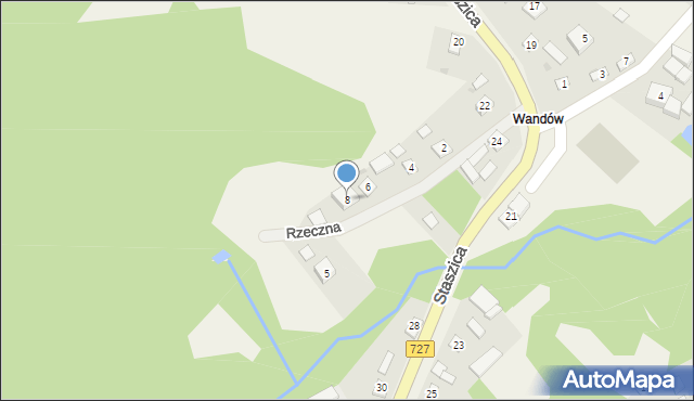 Rzuców, Rzeczna, 8, mapa Rzuców