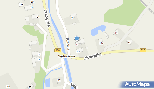 Sędziszowa, Rzeczna, 10, mapa Sędziszowa