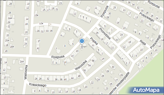 Siemianowice Śląskie, Rzepusa Stanisława, 22, mapa Siemianowice Śląskie