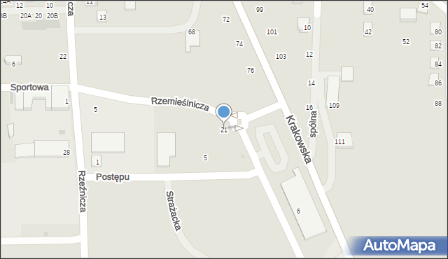 Skała, Rzemieślnicza, 21, mapa Skała