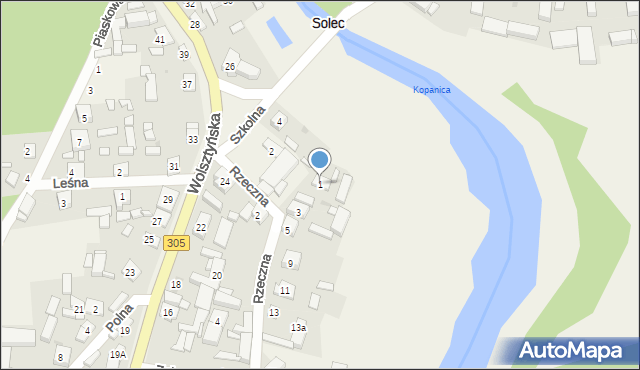 Solec, Rzeczna, 1, mapa Solec