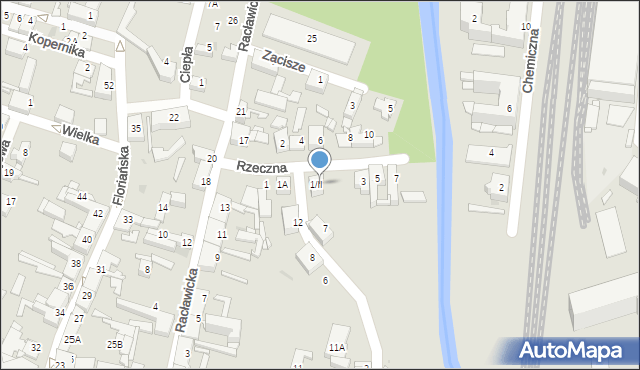 Sosnowiec, Rzeczna, 1/II, mapa Sosnowca