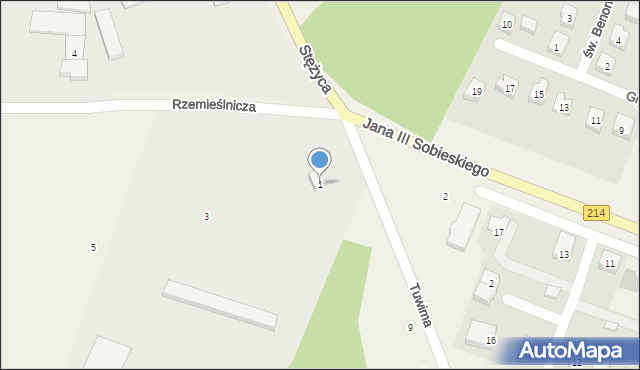 Stężyca, Rzemieślnicza, 1, mapa Stężyca