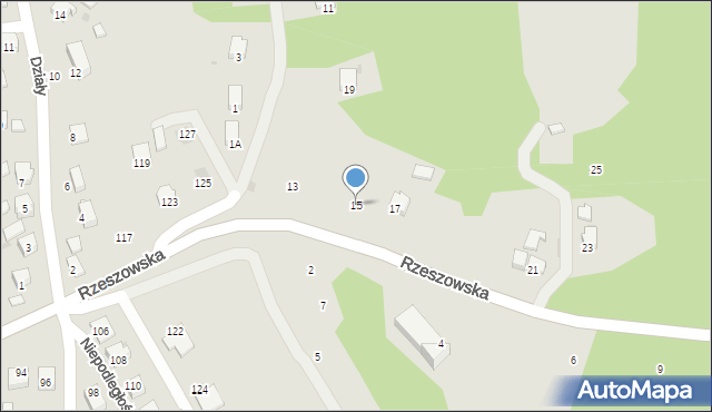 Strzyżów, Rzeszowska, 15, mapa Strzyżów