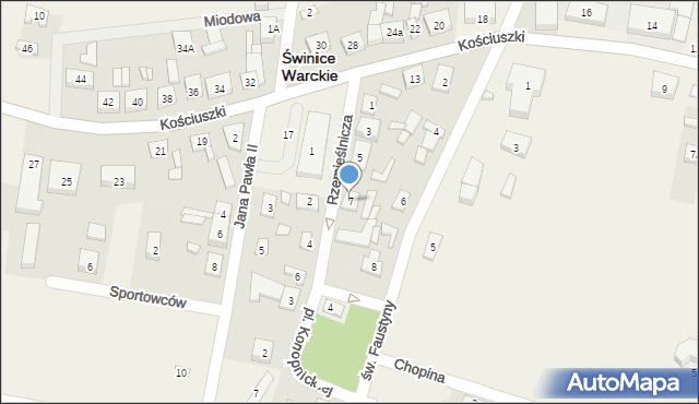 Świnice Warckie, Rzemieślnicza, 7, mapa Świnice Warckie