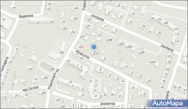 Tychy, Rzeczna, 3, mapa Tychów