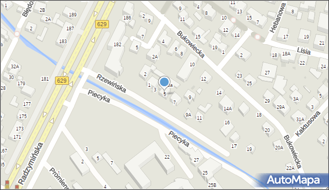 Warszawa, Rzewińska, 5, mapa Warszawy