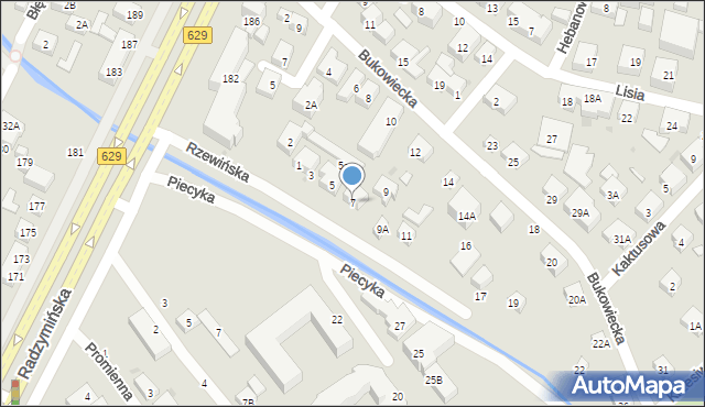 Warszawa, Rzewińska, 7, mapa Warszawy