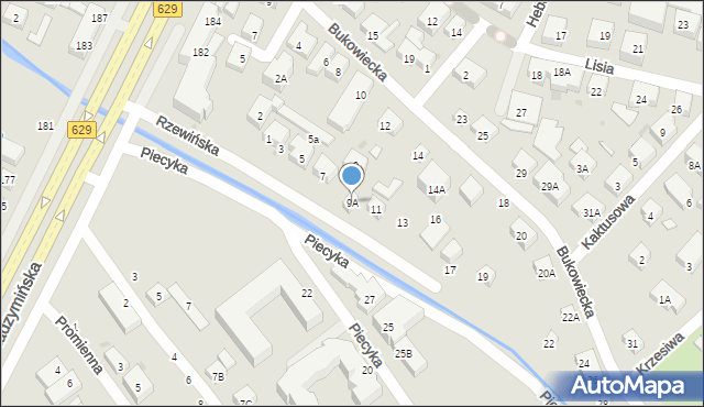 Warszawa, Rzewińska, 9A, mapa Warszawy