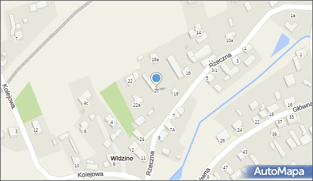 Widzino, Rzeczna, 20, mapa Widzino