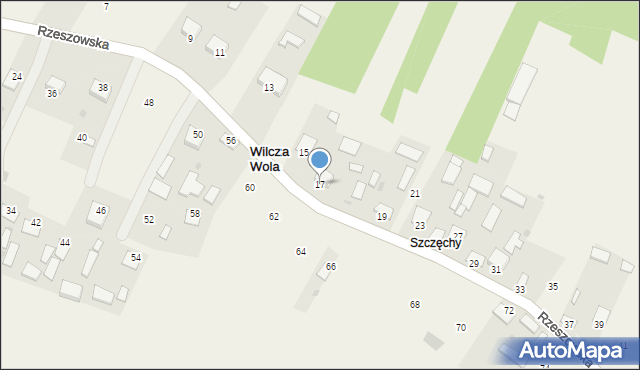 Wilcza Wola, Rzeszowska, 17, mapa Wilcza Wola