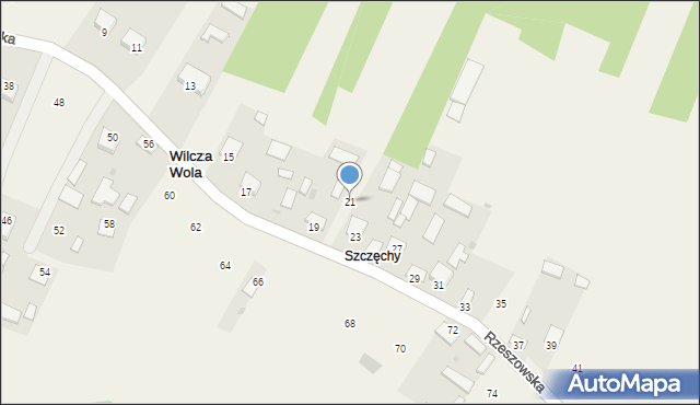 Wilcza Wola, Rzeszowska, 21, mapa Wilcza Wola