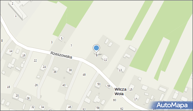 Wilcza Wola, Rzeszowska, 9, mapa Wilcza Wola