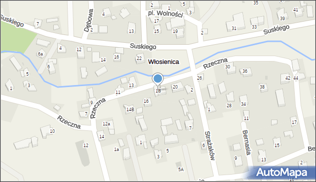 Włosienica, Rzeczna, 18, mapa Włosienica