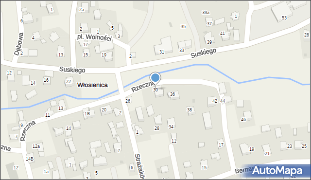 Włosienica, Rzeczna, 30, mapa Włosienica