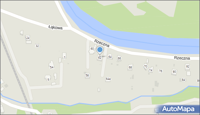 Zagórz, Rzeczna, 62, mapa Zagórz