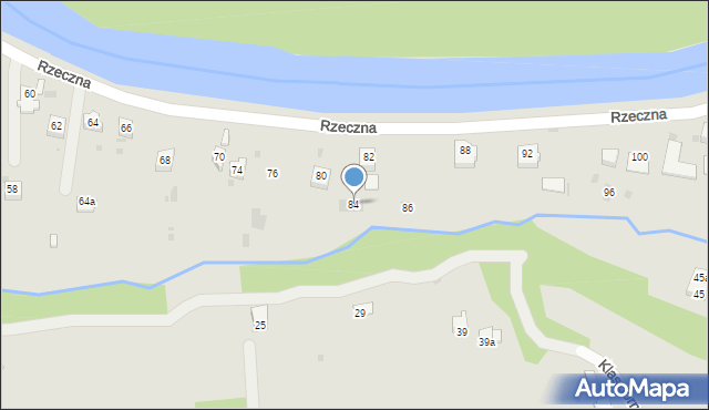 Zagórz, Rzeczna, 84, mapa Zagórz