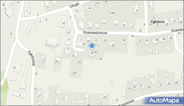 Zgłobice, Rzemieślnicza, 14, mapa Zgłobice