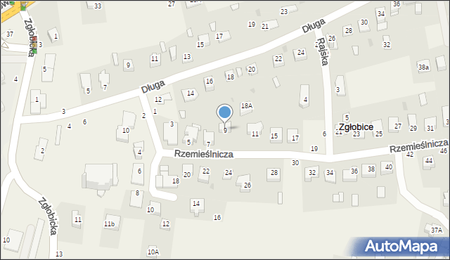 Zgłobice, Rzemieślnicza, 9, mapa Zgłobice