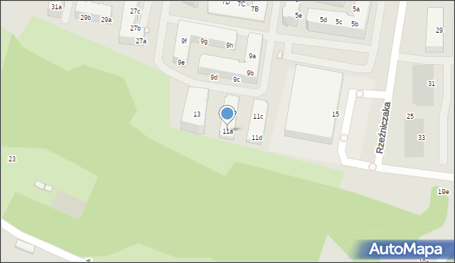 Zielona Góra, Rzeźniczaka Franciszka, 11a, mapa Zielona Góra