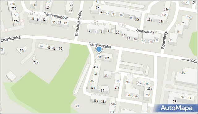 Zielona Góra, Rzeźniczaka Franciszka, 39b, mapa Zielona Góra