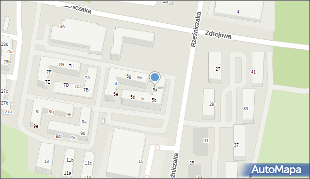 Zielona Góra, Rzeźniczaka Franciszka, 5a, mapa Zielona Góra