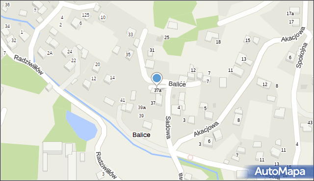 Balice, Sadowa, 37a, mapa Balice