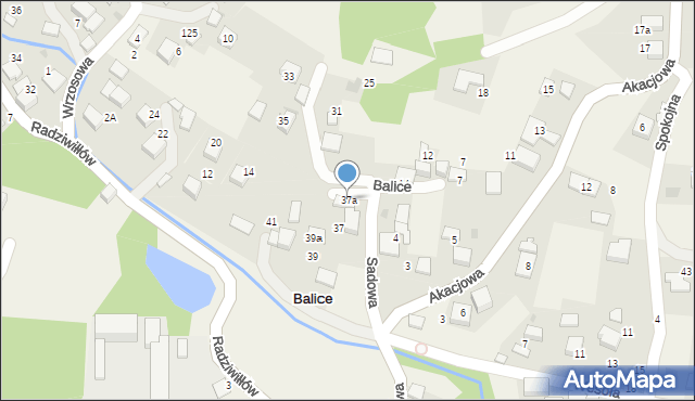 Balice, Sadowa, 37a, mapa Balice