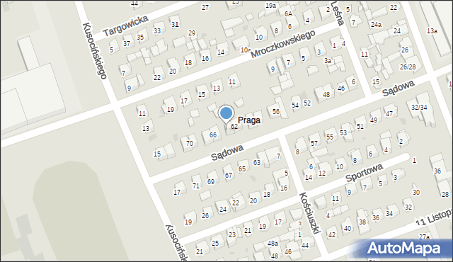 Białobrzegi, Sądowa, 64, mapa Białobrzegi