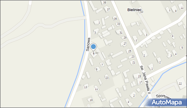 Bieliniec, Sanowa, 5, mapa Bieliniec