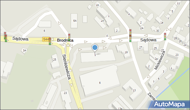 Brodnica, Sądowa, 1, mapa Brodnica