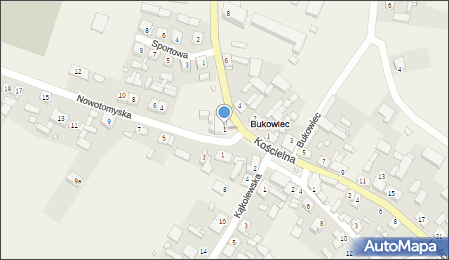 Bukowiec, Sątopska, 1, mapa Bukowiec