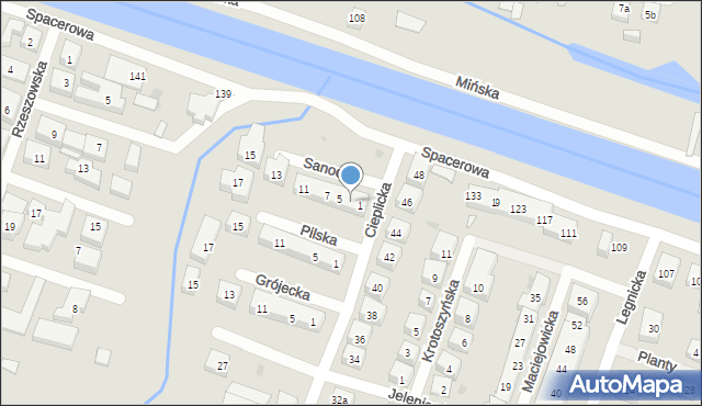 Bydgoszcz, Sanocka, 3, mapa Bydgoszczy