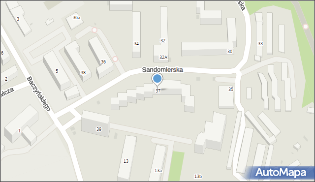 Bydgoszcz, Sandomierska, 37, mapa Bydgoszczy