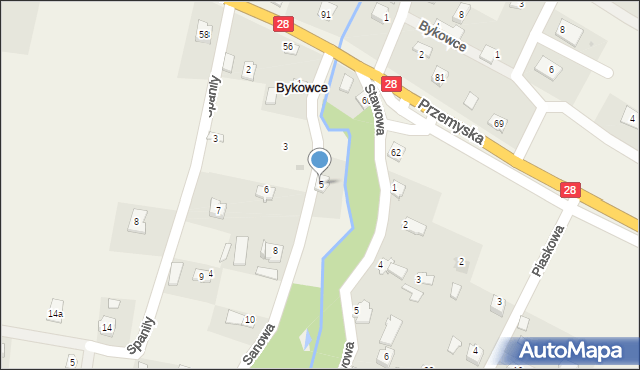 Bykowce, Sanowa, 5, mapa Bykowce