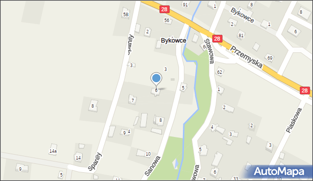 Bykowce, Sanowa, 6, mapa Bykowce