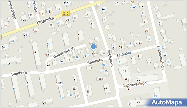 Chojnice, Sambora, 5A, mapa Chojnic