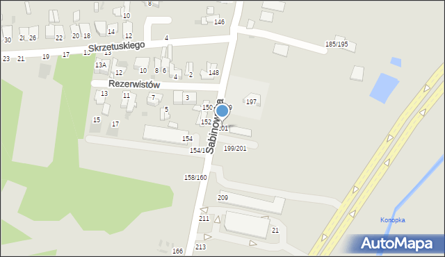 Częstochowa, Sabinowska, 201, mapa Częstochowy