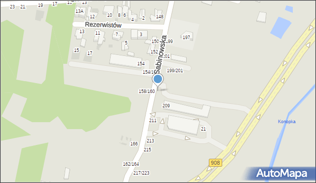 Częstochowa, Sabinowska, 207/209, mapa Częstochowy