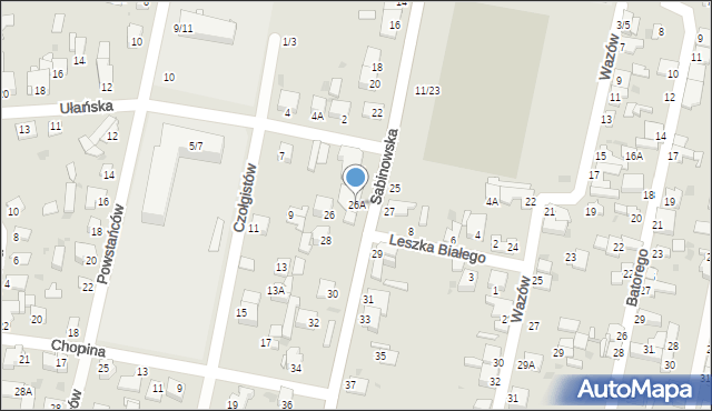 Częstochowa, Sabinowska, 26A, mapa Częstochowy