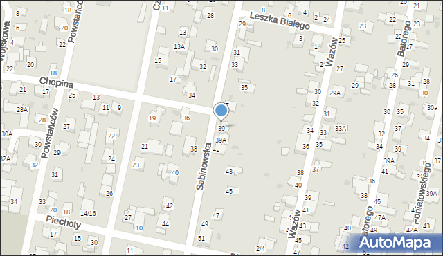 Częstochowa, Sabinowska, 39, mapa Częstochowy