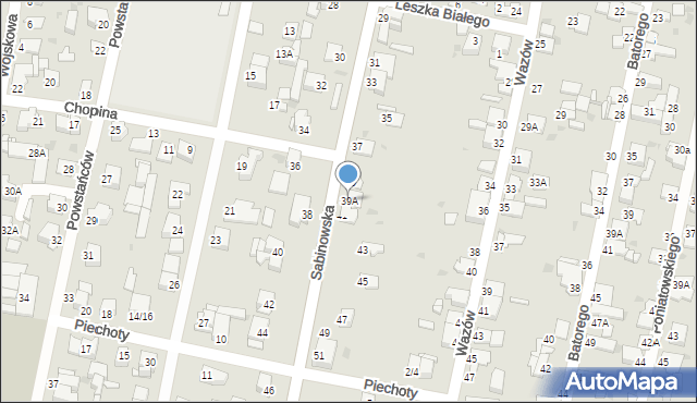 Częstochowa, Sabinowska, 39A, mapa Częstochowy