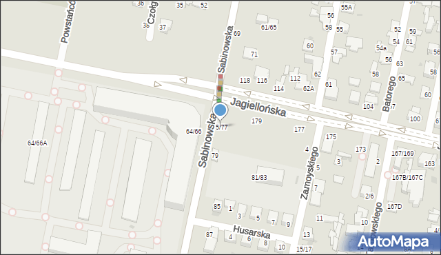 Częstochowa, Sabinowska, 75/77, mapa Częstochowy