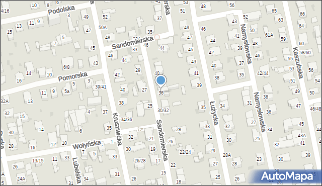 Częstochowa, Sandomierska, 36, mapa Częstochowy