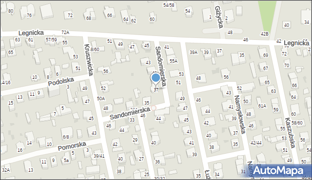 Częstochowa, Sandomierska, 37, mapa Częstochowy